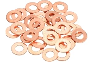 MECCANIXITY 38Pcs Flat Washer, M6 Copper Washers Copper Sealing Ring Crush Washer Kit Assortment, 6mm ID, 12mm OD, 1.5mm Thic