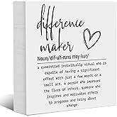 Difference Maker Definition Wooden Box Sign for Home Office Decor, Motivational Farmhouse Wood Block Plaque Positive Office Desk Accessories, Affirmations Sign Decor for Table Shelf, 5x5 INCH