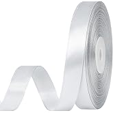 CLUEWR Sliver Satin Ribbon, 1/2 Inch, 50 Yards | For Bows, Flower Bouquets, Gift Wrapping, Wedding, DIY Crafts