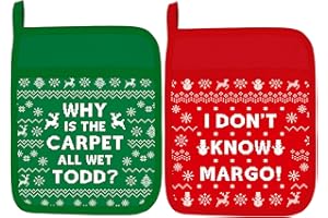 SAUKORE National Lampoon's Christmas Vacation Kitchen Decor, Funny Christmas Pot Holders with Pocket, 2Pcs Hot Potholders Oven Mitts, Christmas Vacation Merchandise, Cookie Bag Kitchen Cooking Baking Gifts