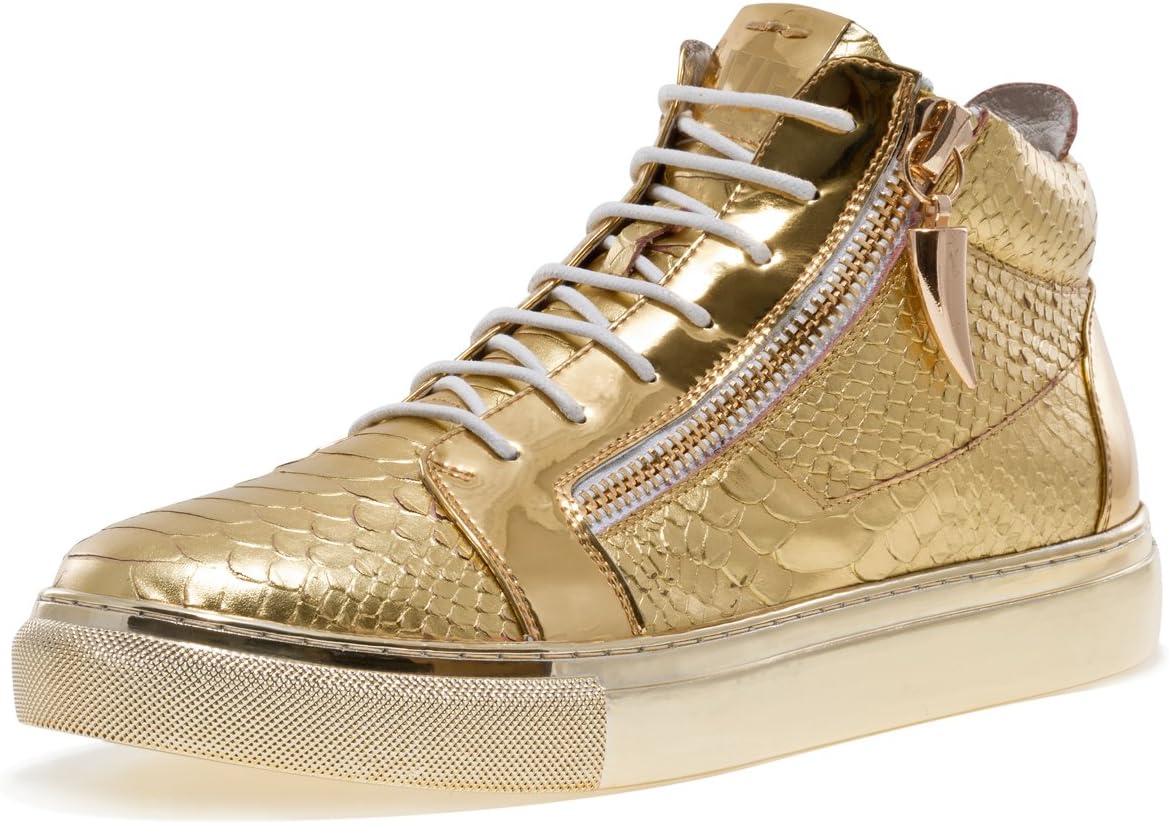 Jump J75 by Men's Zack Mid-Top Fashion Sneaker Gold Snake 9.5 D US