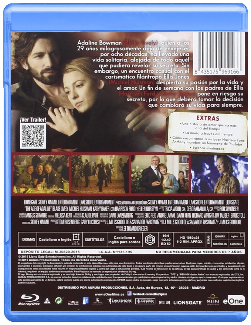 El Secreto De Adaline Blu Ray Blu Ray Amazon Es Blake Lively Michiel Huisman Harrison Ford Lee Toland Krieger Blake Lively Michiel Huisman Cine Y Series Tv