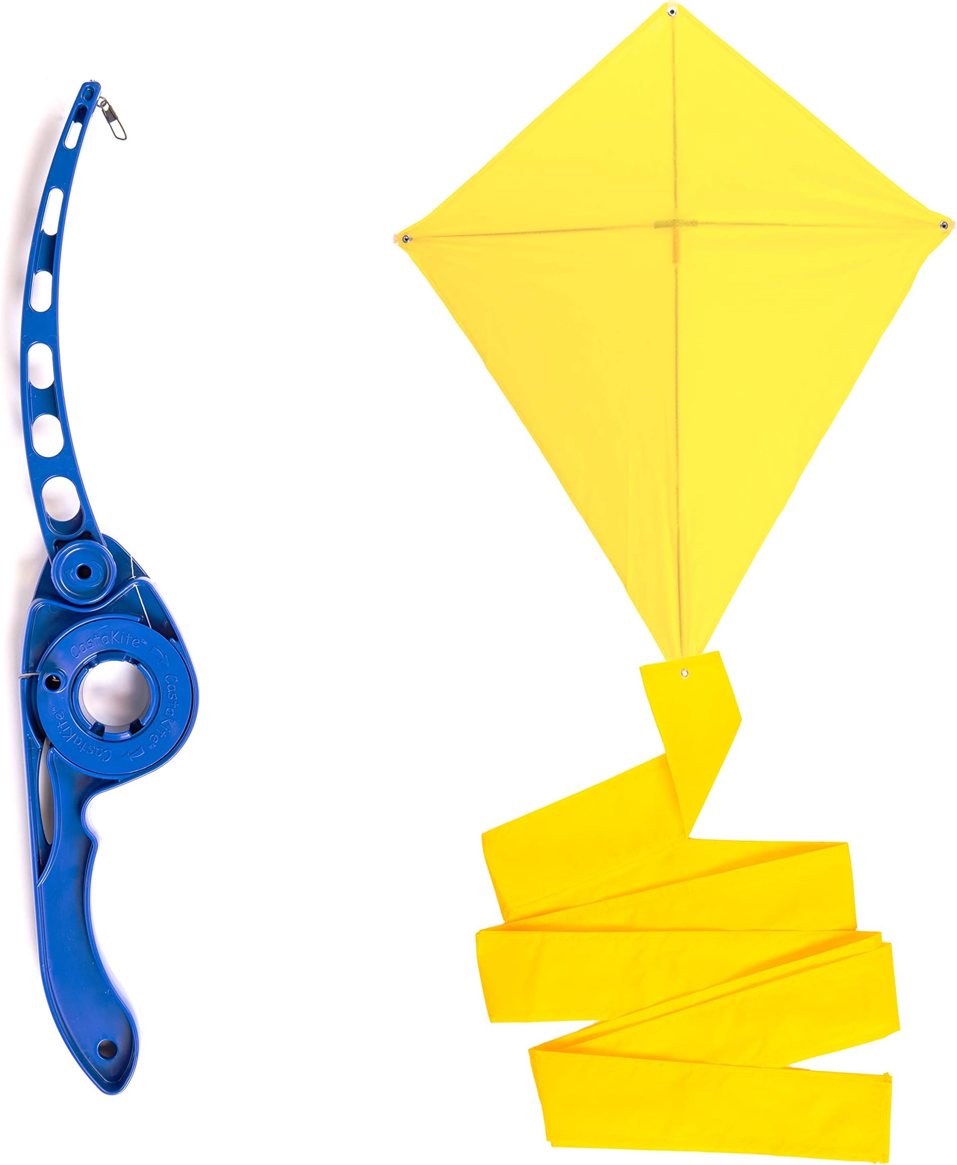Castakite - Kite and Flying Handle for Kids - Easy to Fly Kite with Reel and String - Integrated Kite Line Winder Grip Wheel - Best Easy Flyer Kite with Long Tail Perfect for The Beach or Park