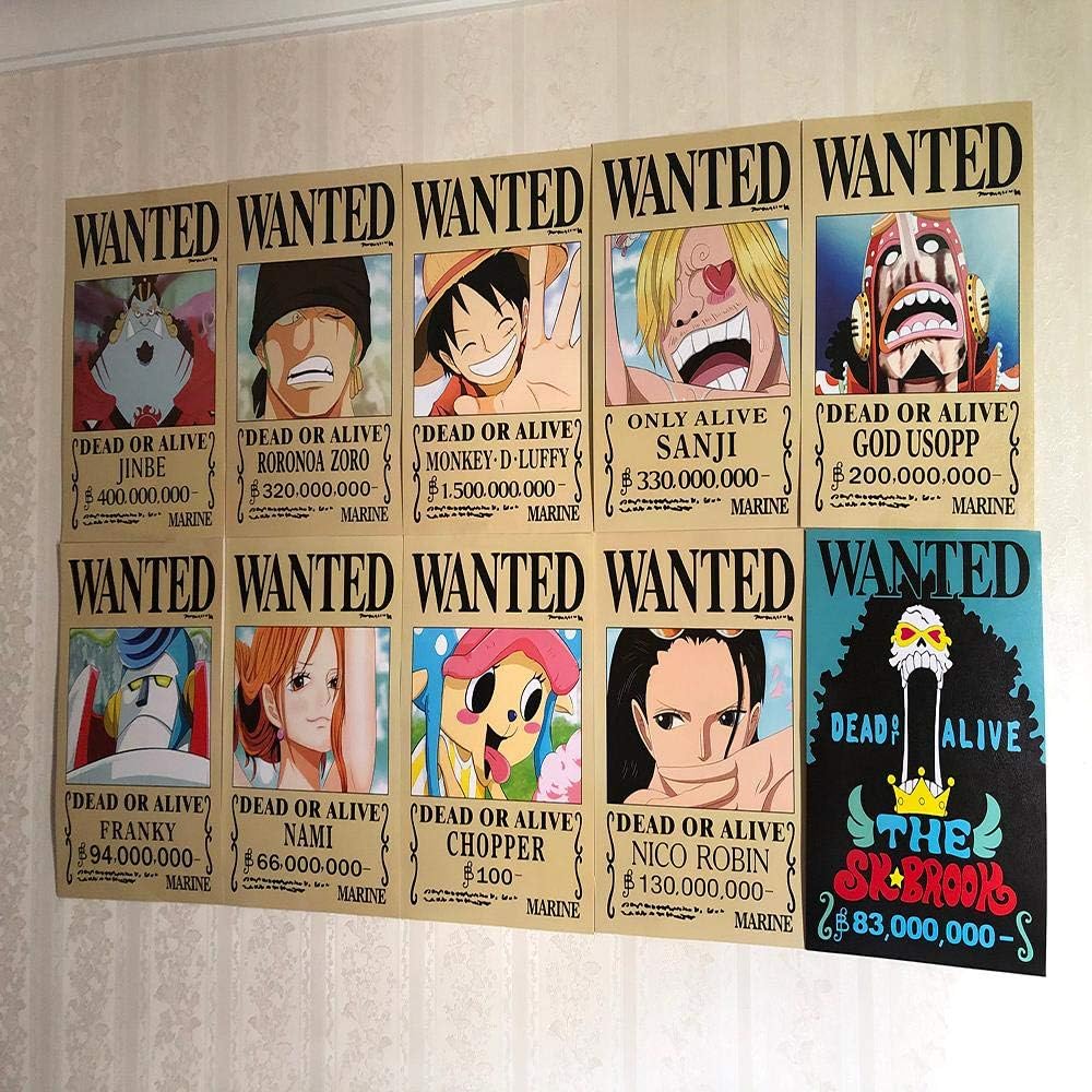 29cm Ffnknk One Piece Wanted Posters New Edition Luffy 1 5 Billion Anime Nami Sanji Roronoa Zoro Decorative Poster Set Of 10pcs 42 Artwork Posters Prints