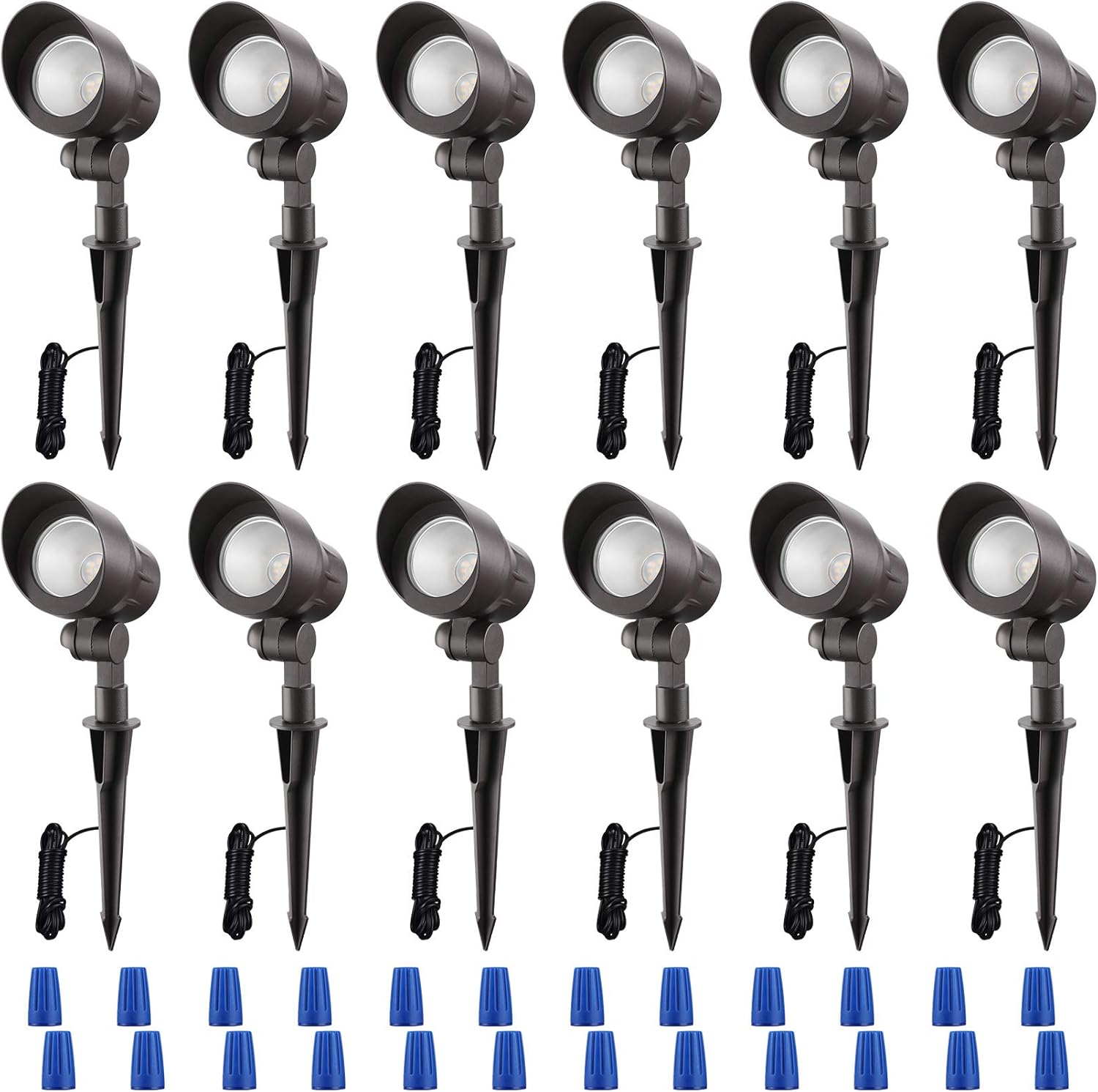 LEONLITE 12-Pack 4W LED Landscape Spotlight, AC/DC 12V Low Voltage Garden Lights, IP65 Waterproof Non-Dimmable, ETL Listed, Bronze Aluminum Housing, 3000K Warm White: Home Improvement
