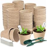Aileem 96 Pack Biodegradable Seedling Pots 8cm with 96 Labels & Tools