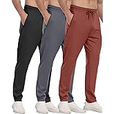 3 Pack Mens Athletic Sweatpants with Zipper Pockets,Workout Gym Joggers Pants for Men Running Jogging Pants