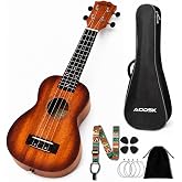 AODSK Soprano Ukulele 21"Sunburst Beginner Kit-Bag,Strap,Picks | Nylon Strings Produce A Bright,Clear and Resonant Tone,The Smooth Neck Make Learning Easy for Beginners