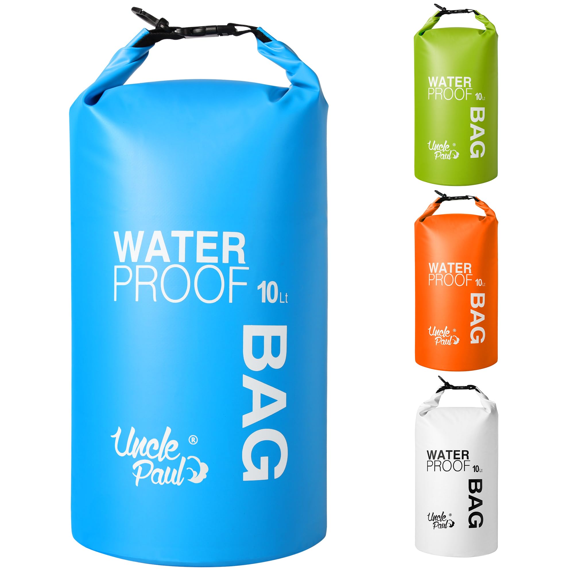 Uncle Paul Boat Dry Bags - Belongings Protection Waterproof Bag for Outdoor Drifting Boating Kayaking Fishing Rafting Swimming Camping Canoeing Surfing Cyan Blue 10 Literes(2.2 UK gal)