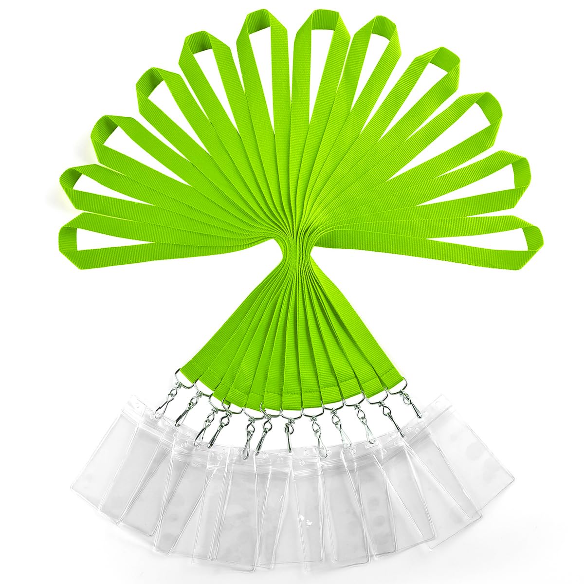 12 Pack Apple Green Lanyards with Waterproof ID Badge Holders - Durable Polyester Neck Straps for Office Staff, Teachers & Corporate Events