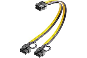 ELFJMZP ATX 6-pin Female to Dual 8-pin (6+2) Male Adapter Cable Graphics Card Power Supply Extension Adapter Cable Suitable f