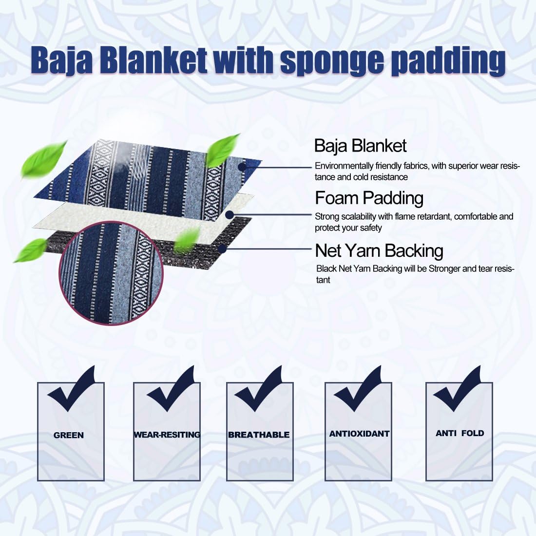sourcing map Universal Baja Seat Cover Universal Durable Bucket Seat Cover Blue, Navy Blue, 35cm - Image 5