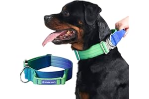 Spark Paws Tactical Dog Collar - Heavy Duty, Premium Quality, Thick and Durable for Large and Medium Dogs - Lime Wave - L