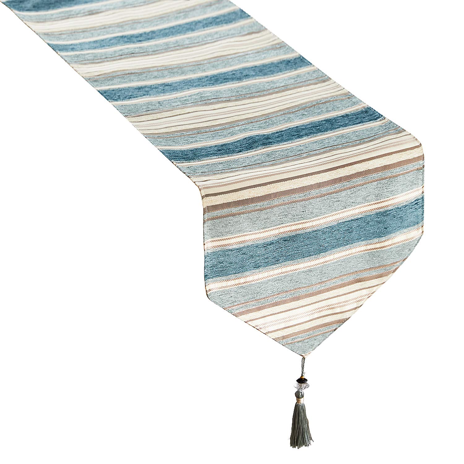 Topfinel Striped Table Runner Cloth with Tassels Dining Decoration for