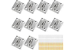 Hxchen 10Pcs M5 Heavy Duty Pad Eye Plate Staple Ring Hook Loop U-Shaped Sail Shade Hardware, 304 Stainless Steel Wall Ceiling Hammock Hooks Hange (Rectangle)