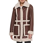 Levi's Women's Long Faux Leather Jacket With Faux Sherpa Spill Out