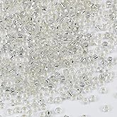 Bala&Fillic Clear Sliver Lined Color Size 3mm Seed Beads About 3600pcs/100Grams in Bag, 8/0 Glass Craft Beads for Making Bracelet and Necklace (Clear Sliver Lined)