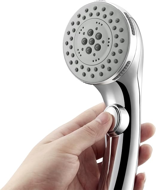SharkSPA Handheld Shower Head One Push Control Switch Stainless Steel