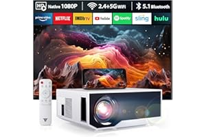 ZDK 2024 Newest Projector with Wifi Bluetooth, 15000lux 500ANSI Native 1080P Bluetooth Mini Projector For Outdoor Home Movie 300", Compatible with Iphone Android / Ipad/ Laptop/ TV Stick