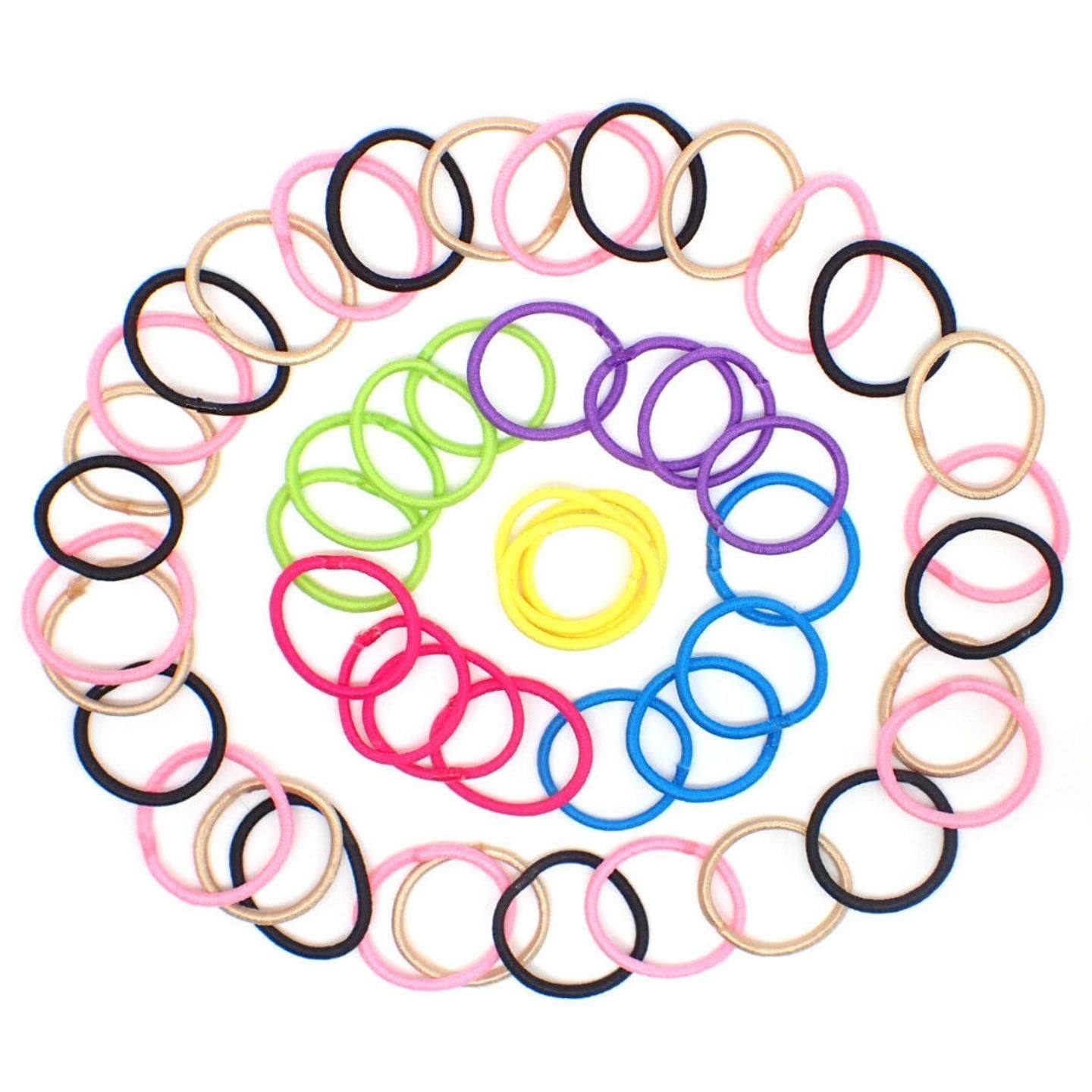 Topkids Accessories Mini Tiny Hair Ties for Adults and Kids, Small Hair Bands, Ponytail Holders, Kids Hair Bobbles, Small Hair Elastics, Girls Hair Accessories (56pcs Mixed & Brights)