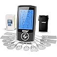 DOMAS TENS Unit Muscle Stimulator with 24 Modes Rechargeable TENS Device Electronic Pulse Massager Physical Therapy Equipment with12 PCS Electrode Pads for Natural Pain Relief