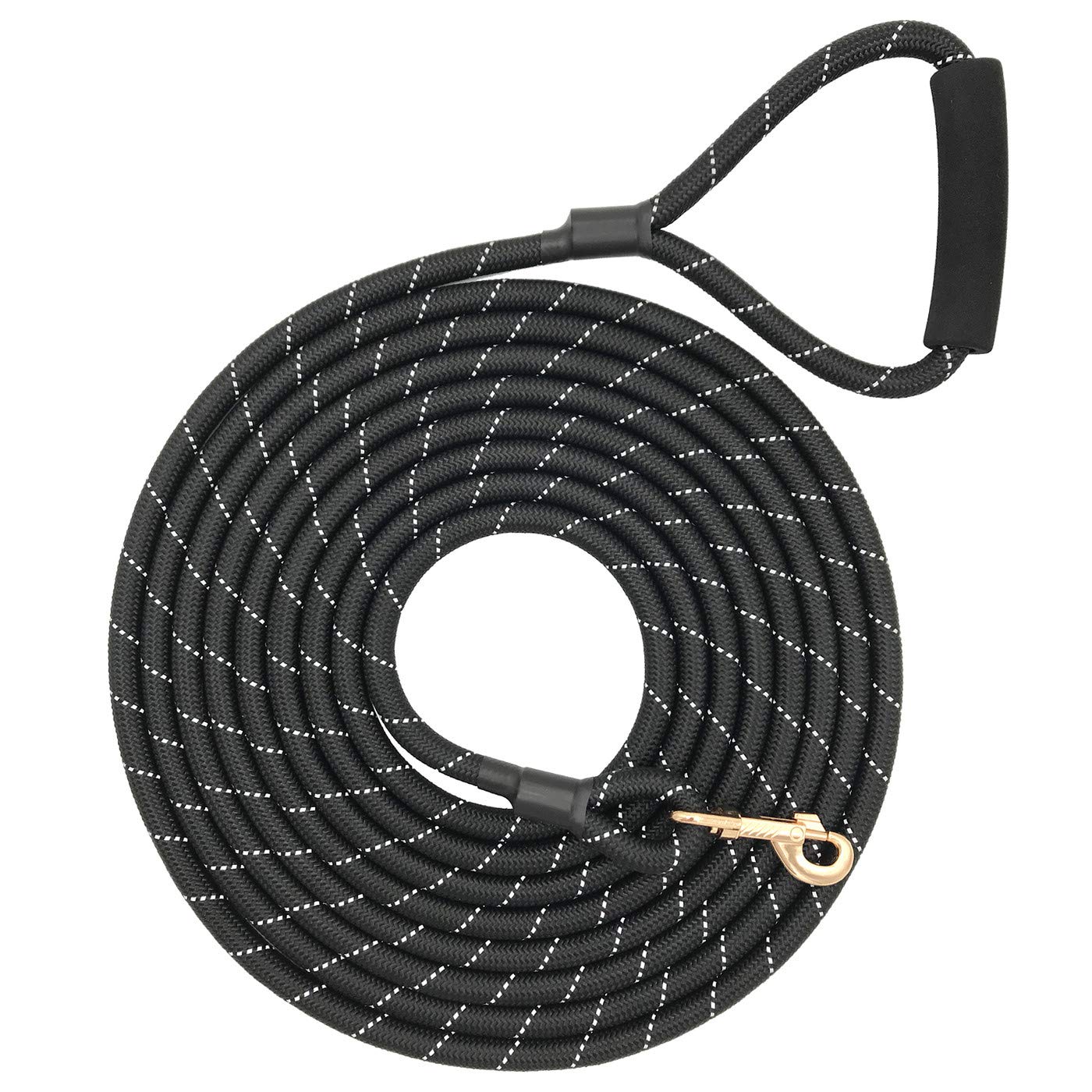 Shorven Nylon Strong Dog Rope Lead Reflective Training Dog Leash with Soft Handle 8-20 FT Long Black (Dia:0.5" 8FT)