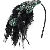 BABEYOND 1920s Flapper Headband Accessories Roaring 20s Feather Hair Band Vintage Gatsby Party Accessories (Green)