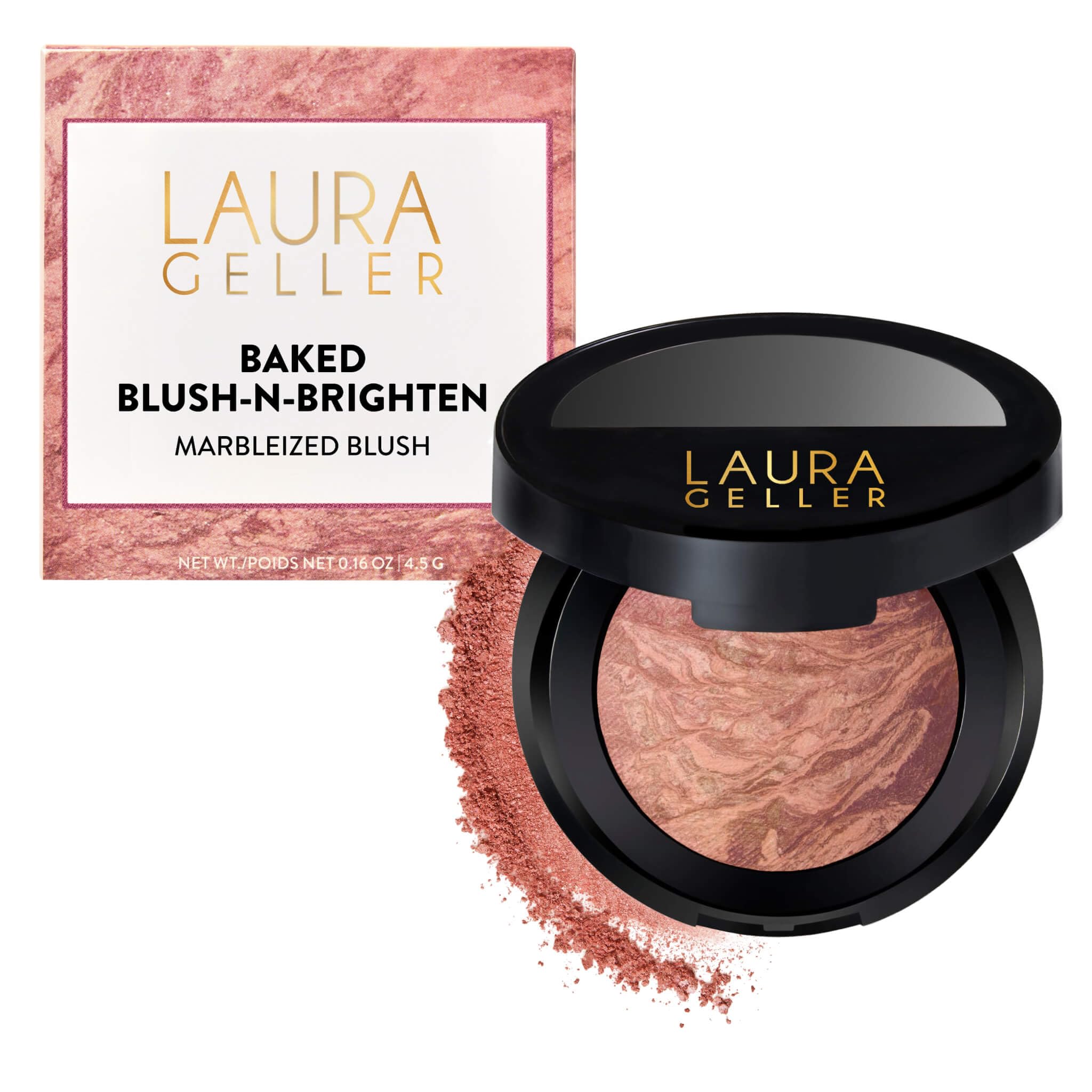 LAURA GELLER NEW YORK Baked Blush-n-Brighten Marbleized Blush for Cheeks - Natural Finish - Buildable Color (106 Rosé All Day)