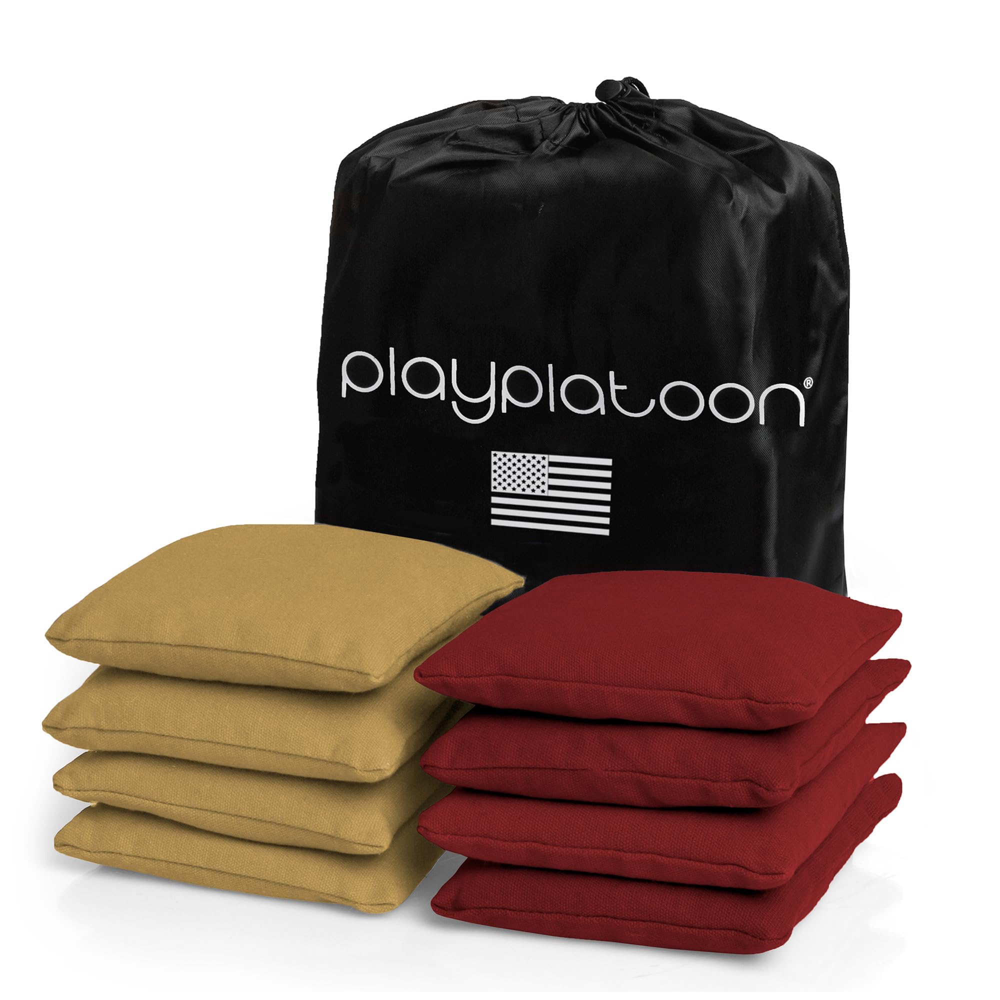 Play Platoon Weather Resistant Cornhole Bags - Set of 8 Regulation Size - Burgundy & Gold - Durable Duck Cloth for Tossing Game, Includes Tote Bag