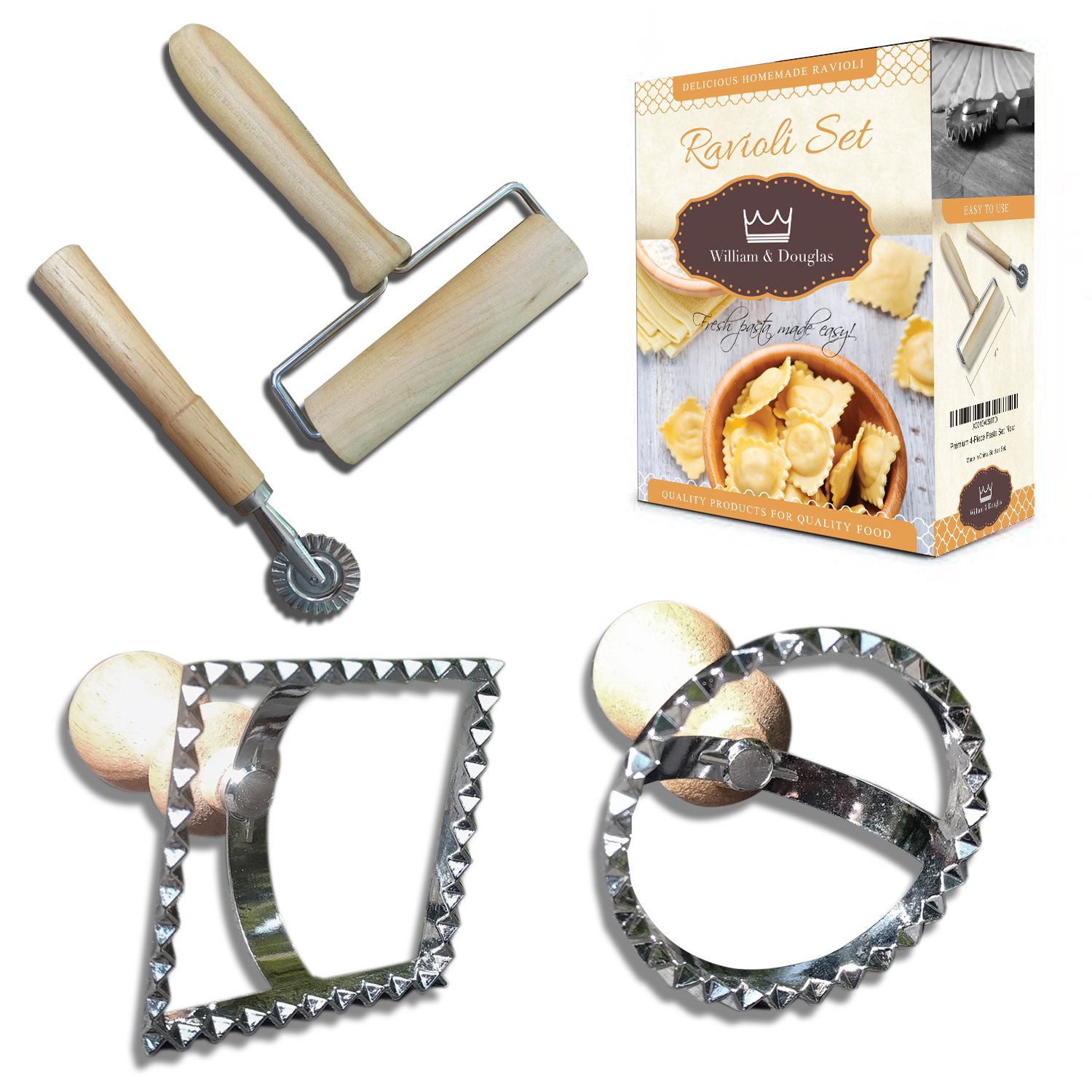 Buy Premium 4Piece Ravioli Maker Set Pastry Roller, Pasta Wheel