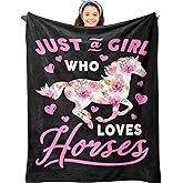 Jepufo Horse Gifts for Girls Women, Horse Blanket for Girls, Just a Girl Who Loves Horses, Best Horses-Lover Stuff Birthday Christmas Ideas Blanket 40"X50"