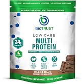 BioTrust Low Carb Protein Powder - Grass Fed Whey &amp; Casein Blend, Chocolate | 24g protein with digestive enzymes from grass-fed, pasture-raised whey &amp; casein for low-carb nutrition