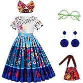 EARJIA Princess Costume for Girls Blue Dress for Kids Birthday Christmas Halloween Carnival Outfit with Accessories