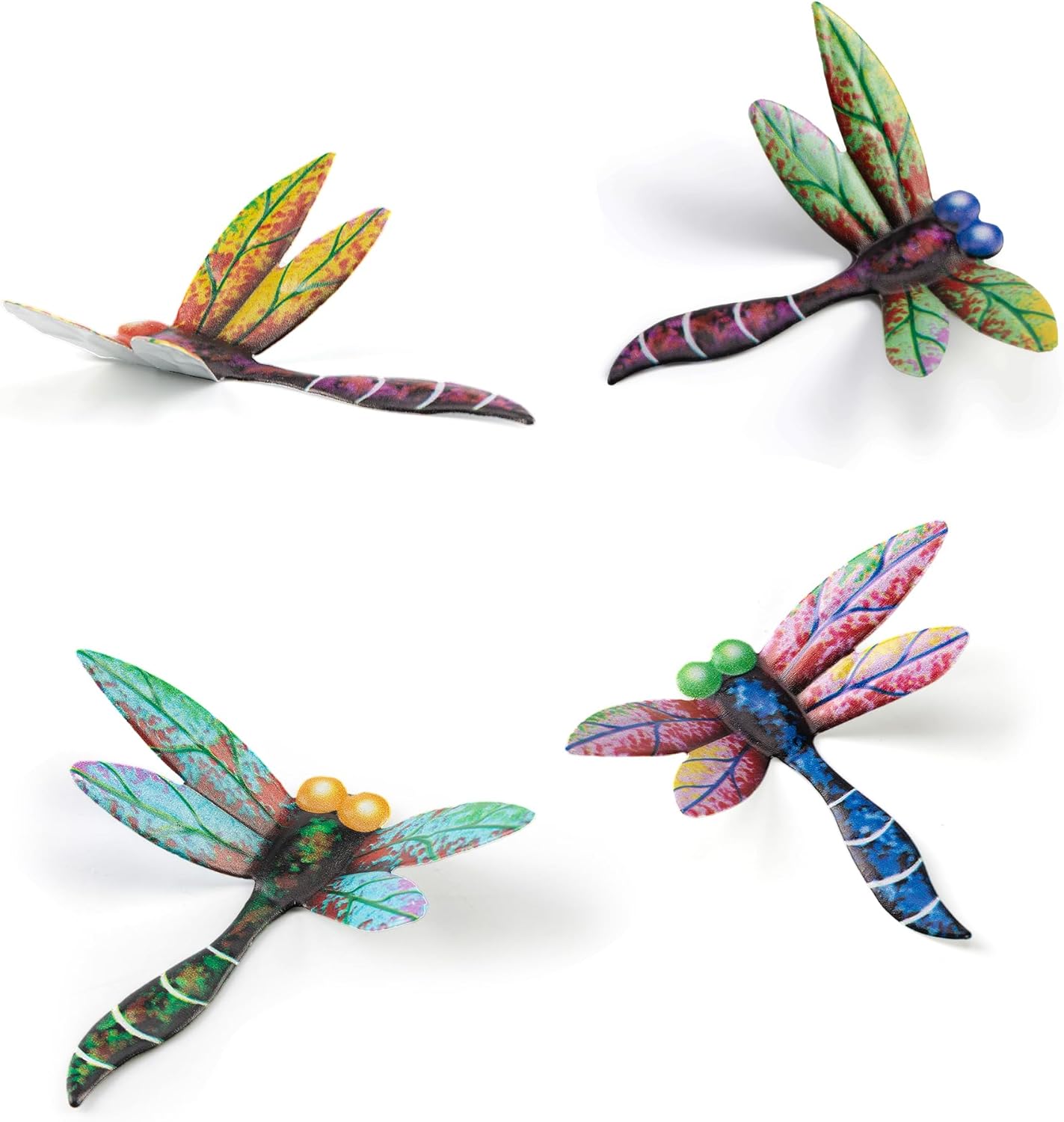 Plaques & Wall Art - VESTCDF Metal Dragonfly Wall Decor Small Colorful 4PCS for Outside Indoor, Outdoor Fence Wall Art Decoration Perfect for Garden Yard Living Room Bedroom Patio Balcony Porch Backyard