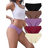 voenxe Seamless Bikini Underwear for Women,No Show Ladies Panties,Invisible Hipster Panty Brief Undies,Low Rise Cheeky,5 Pack