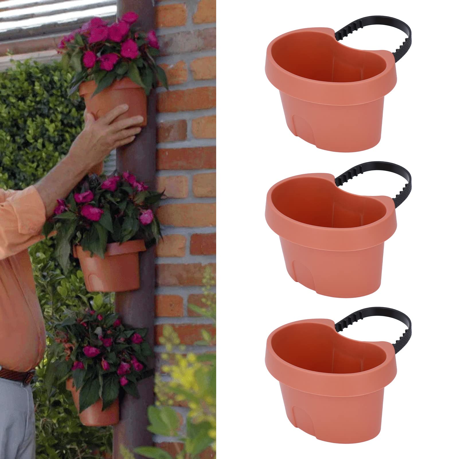 Entatial Hanging Planters & Baskets, Durable Plant Pots, Planter, Flower Pots With Adjustable Strap Plastic Drain Pipe Container Succulent Seedling Pot For Outdoor Balcony
