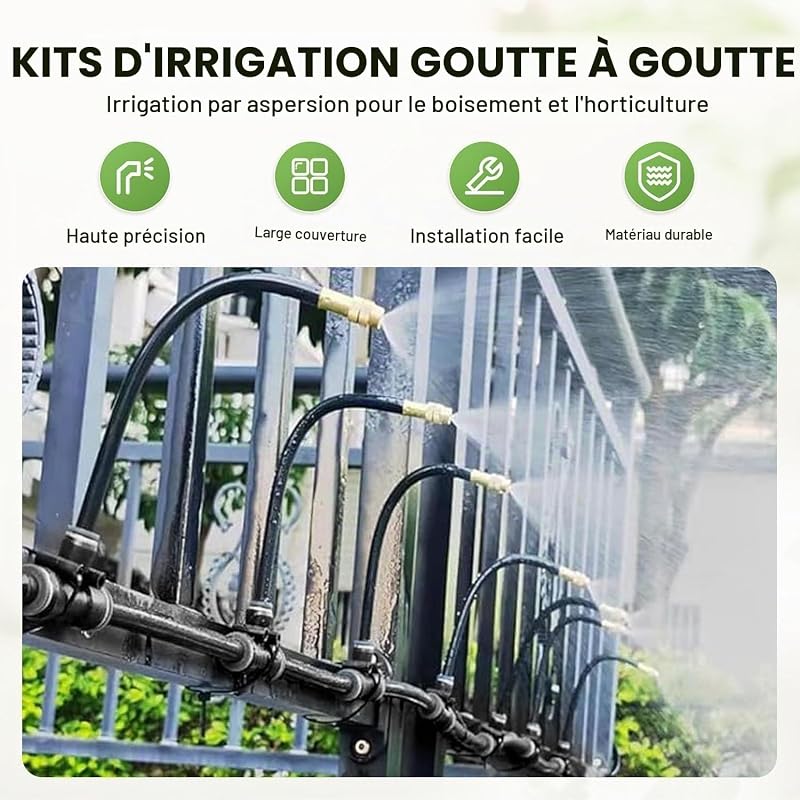 15m Kit de système d'arrosage de jardin réglable – Nouveau système d'irrigation avec buse flexible pour plantes d'extérieur, pelouse et jardin