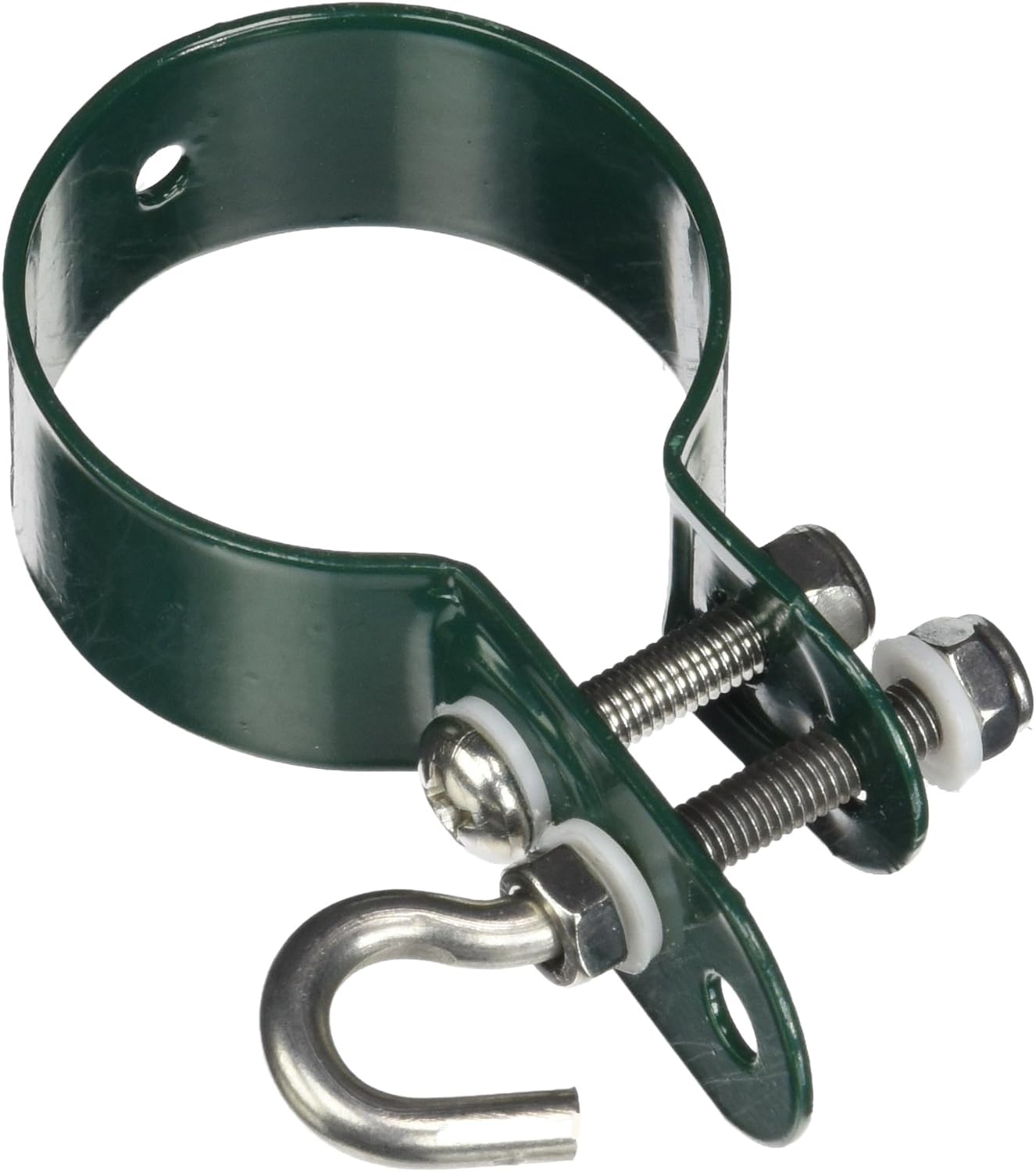 INDUTEC Hakenschelle 40 Mm – Grün Pulverbeschichtet, Für Geflechtspannstäbe (34–50 Mm), Edelstahlhaken