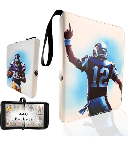 Football Card Binder 440 Pockets, Waterproof Trading Card Album with 55 Removable Sleeves, 3-Ring Zipper Binder with Sleeves, Fits Topps Trading Sports Cards. : Toys & Games