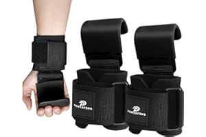 POWERFENG Lifting Hooks for Weight Lifting: Weightlifting Hooks Wrist Straps Hand Grip Support for Deadlift Weightlifting Gym Gloves for Men & Women