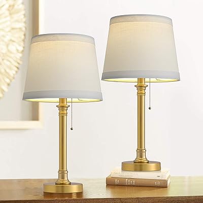 Buy Oneach Modern Table Lamp Set Of 2 For Bedroom Living Room 20 Traditional Bedside Reading Gold Lamps With White Drum Shade Online In Turkey B07xnlwz6r