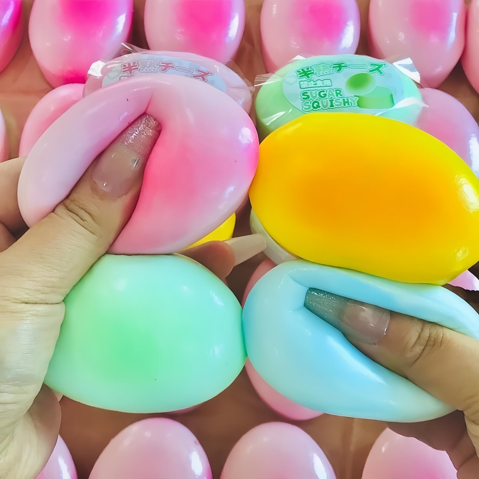 TIM CHESS 4Pcs Sticky Bread Slow Rising Squishy, Super Soft Slow Rising Squishies, Vibrant Bread Shape Squeeze Toy, Small Toast Squishy for Anxiety Relief Fidget Toys