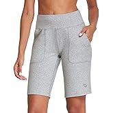 baleaf Women's Bermuda Long Shorts 10" Knee Length High Rise Athletic Shorts Pull On Workout Walking Golf Running Summer