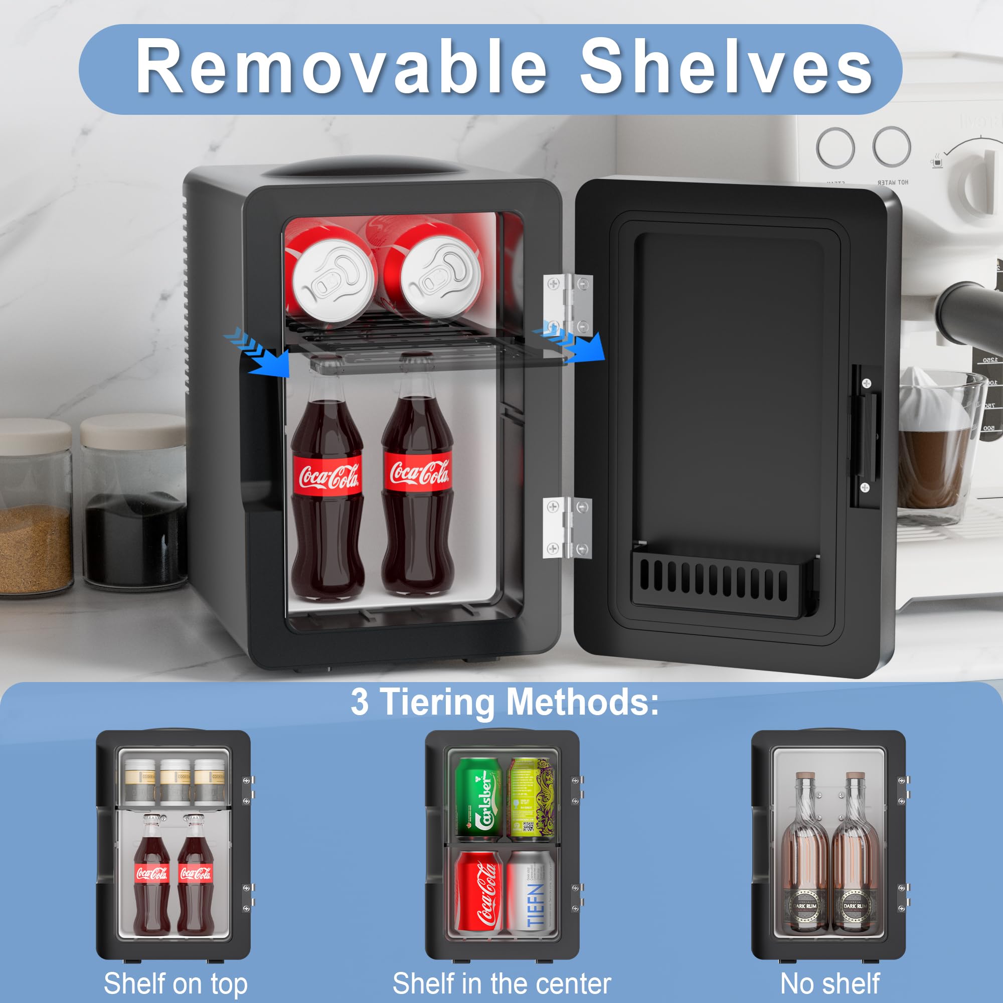 Mini Fridge 6L for Bedroom, Makeup Little Refrigerator with LED Light Portable Cosmetic Fridge for Dorm and Office, Desk Personal Cooler for Beauty Skincare Product and Food, Black - Image 3