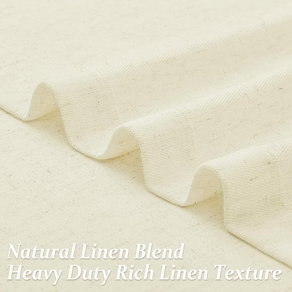 PANGSINNE BEIGE HEAVY DUTY LINEN CURTAINS – 108 INCHES LONG THICK LINEN TEXTURED SEMI SHEER CURTAIN FOR LIVING ROOM NEUTRAL PINCH PLEATED LIGHT FILTERING CEILING