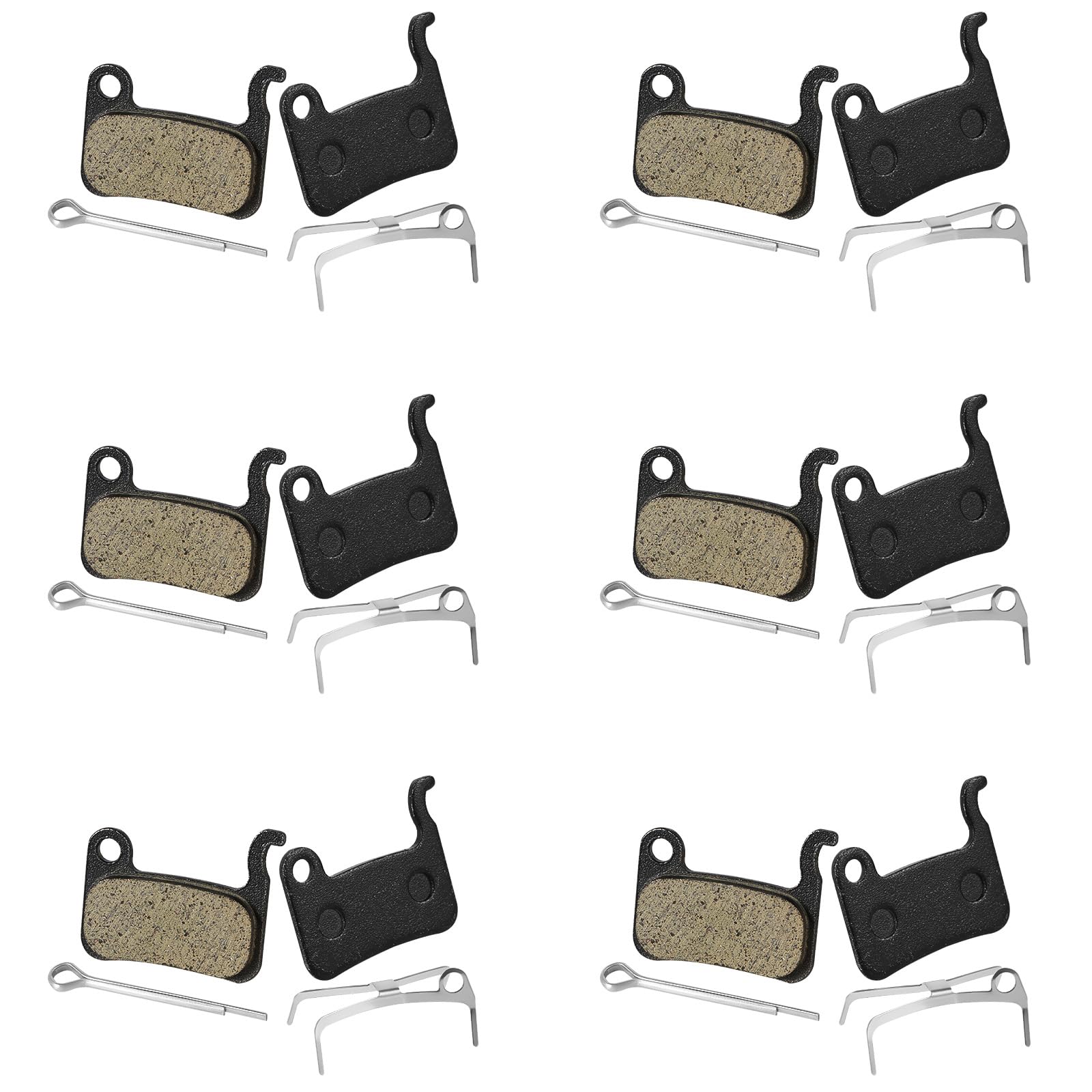 6 Pairs Bike Brake Pads, Resin Semi-Metal Bicycle Disc Brake Pads Replacement Compatible with Shimano Deore XT XTR LX SLX Hone Alfine Saint Disc Brakes