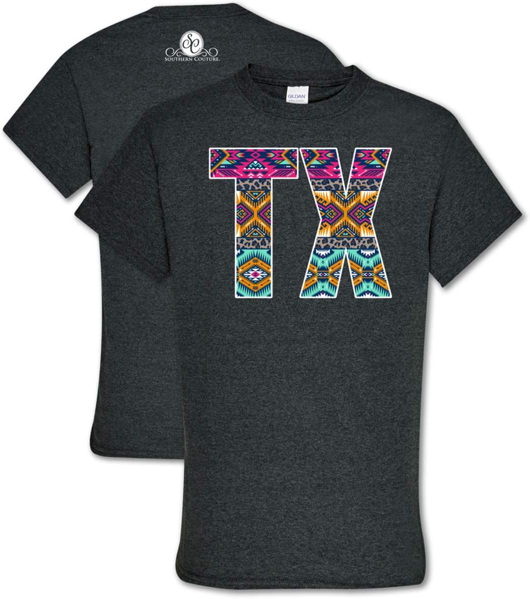 Texas Leopard Aztec Dark Heather Soft Cotton Blend Novelty T-Shirt
