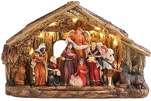 Chonsun Nativity Sets 7 Inch Christmas Village Nativity Scene Indoor Manger Scene Christmas Village Xmas Tabletop Decorations Holiday Displays