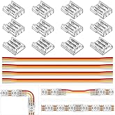 BTF-LIGHTING 3 Pin 10mm 0.39in Width Transparent Connector Kit,4xGapless Solderless 8PCS Corner Connectors,4PCS 5.9in Long 22AWG Extension Wires,Support WS2812B WS2811 SK6812 SMD LED Strips