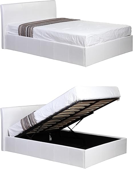Amazon De 5 Ft Kingsize Bett Ottomane Unter Stauraum Kunstleder Erhaltlich In Schwarz Braun